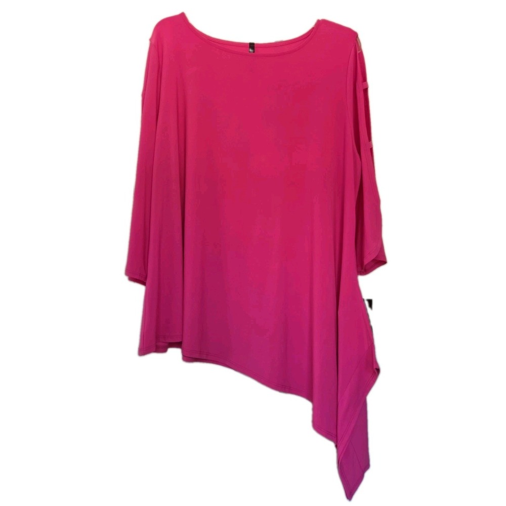 NWT IC Connie K‎ Women Cutout Sleeve Stretch Knit Asymmetrical Top 2XL